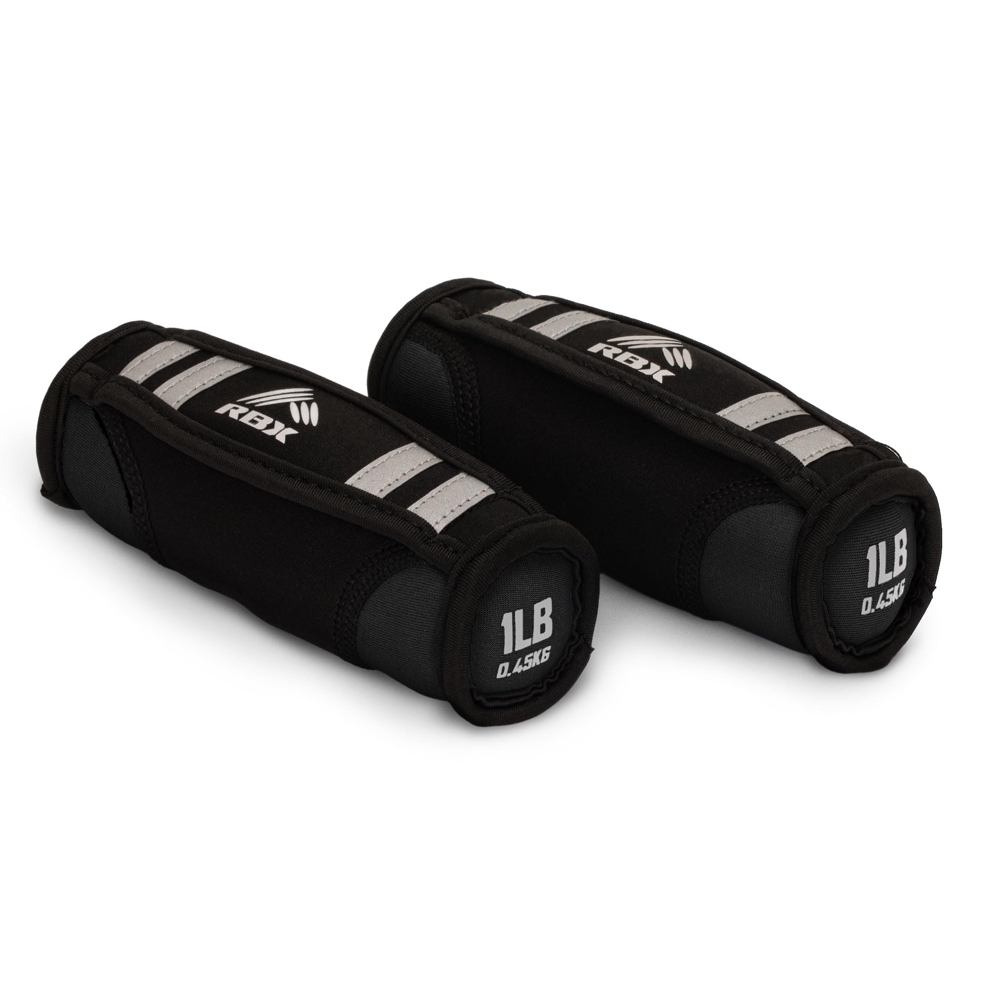 RBX 2lb Walking Weights Pair 1lb Each Soft Hand Weights with Reflective Safety Straps Ergonomic Grip Breathable Fabric