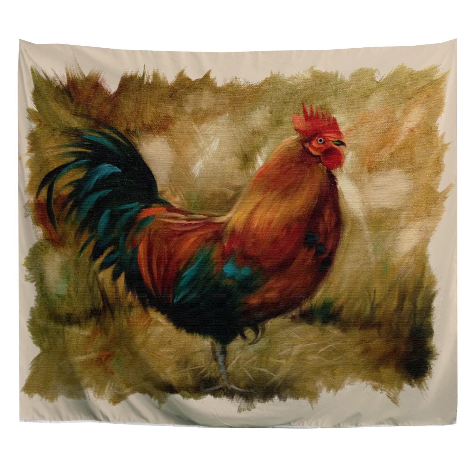 A.Monamour Wall Hanging Tapestry Rooster Painting In Vintage Style Picture Print Wall Fabric Mural Art Decoration for Bedroom Dorm Living Room 153x203cm โ image 1
