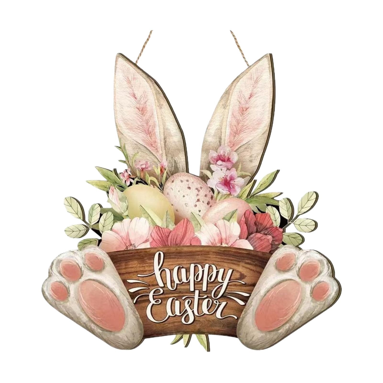 Multifunctional Wooden Rabbits Ornament for Easter Parties Room Decor Quick Setup Wooden Easter Sign