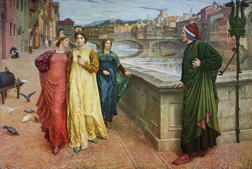 MiguOo Canvas with picture Canvas Art Famous Painting Dante and Beatrice by Henry Holiday for Living Room 60x90cm