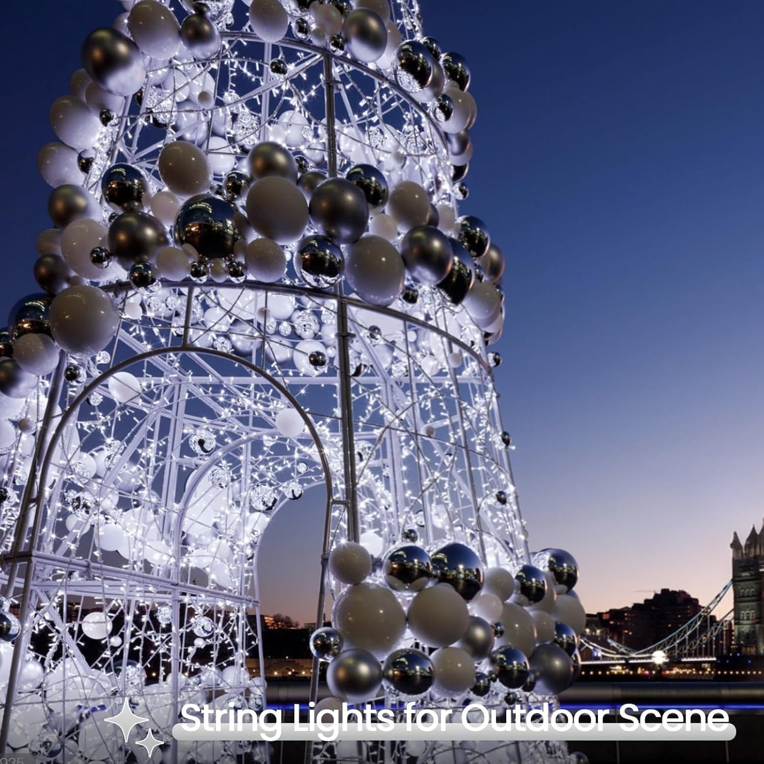 Paquete de 4 luces de cadena que funcionan con pilas con temporizador, 400 luces LED impermeables parpadeantes, 8 modos de luz de hadas para interiores y exteriores, fiesta, dormitorio, porche, árbol