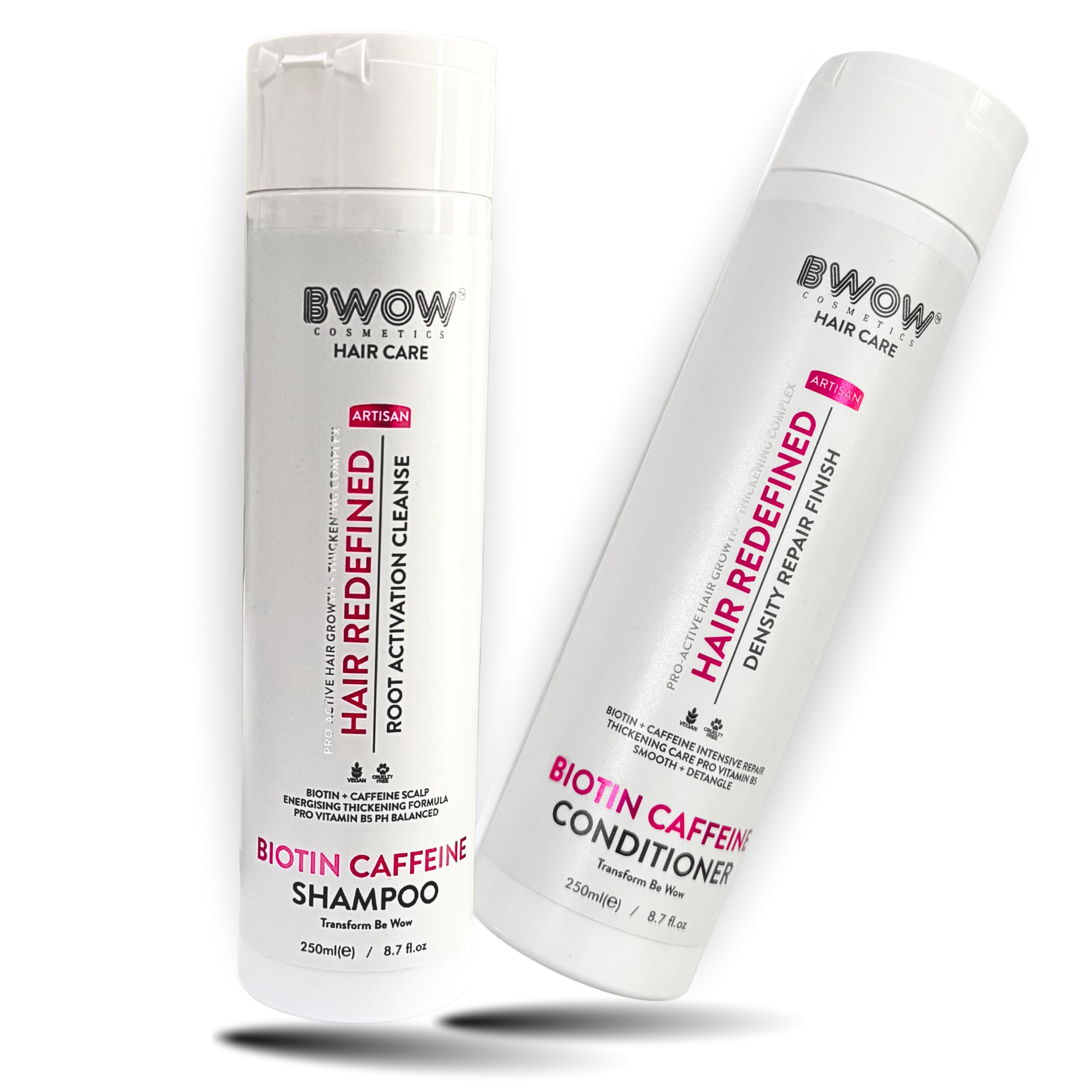 Set de Champú y Acondicionador para Recrecimiento Capilar Biotina y Cafeína Tratamiento Fortalecedor para Cabello Fino y Dañado Reduce la Caída Provitamina B5 Vitamina E Cuidado Unisex 500ml