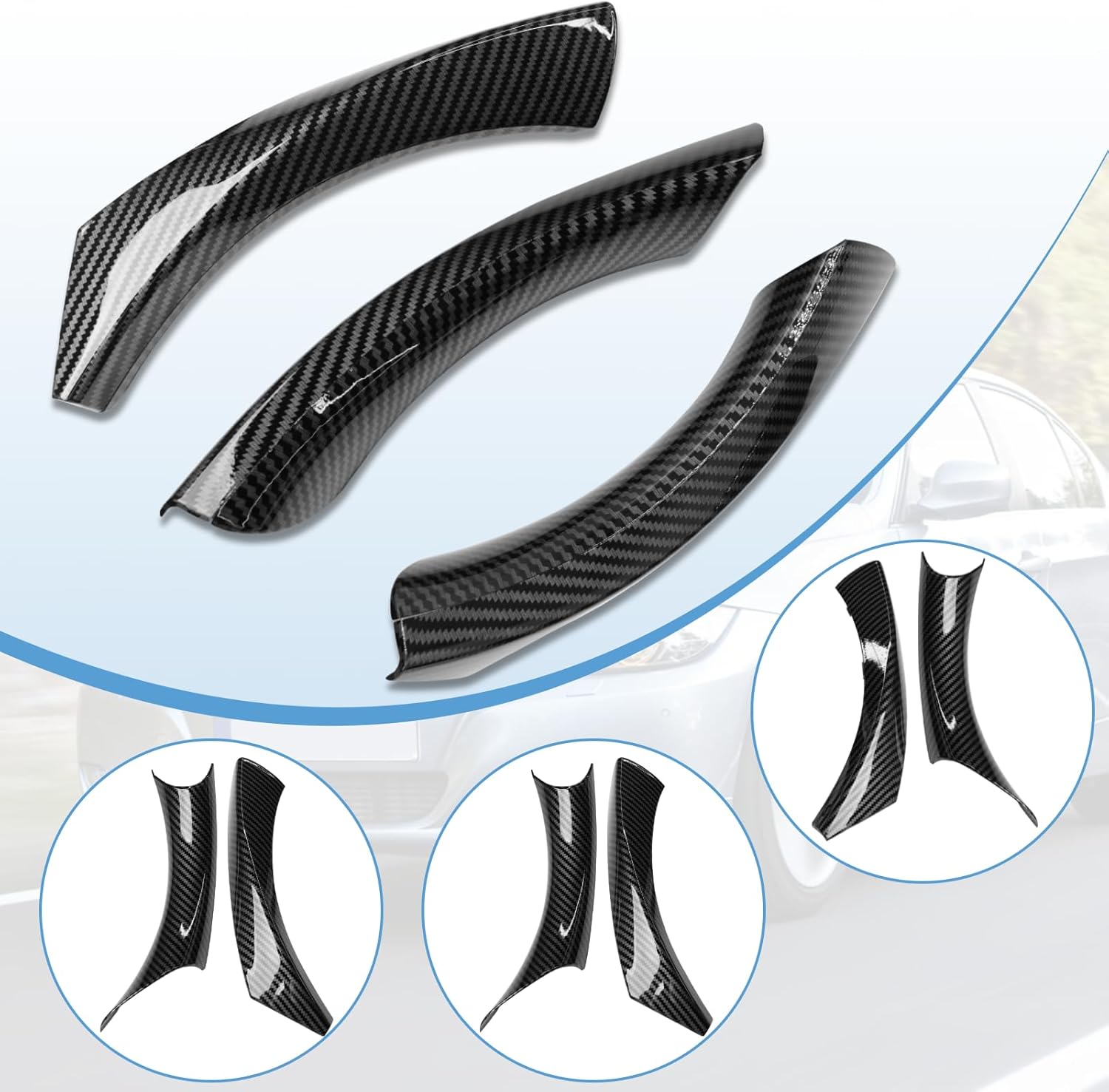 Compatible with BMW 3 Series Door Handle Covers E90/E91/E92/E93 2004-2011,6PCS Left Right Passenger Interior Door Pull Handle for 318i,320i,323i,325i,328i,330i,335i(Carbon Fiber Pattern)