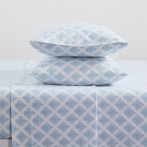 Tahari Home - Sábanas Queen, ropa de cama de franela de algodón de 4 piezas con fundas de almohada a juego, decoración suave y acogedora para el