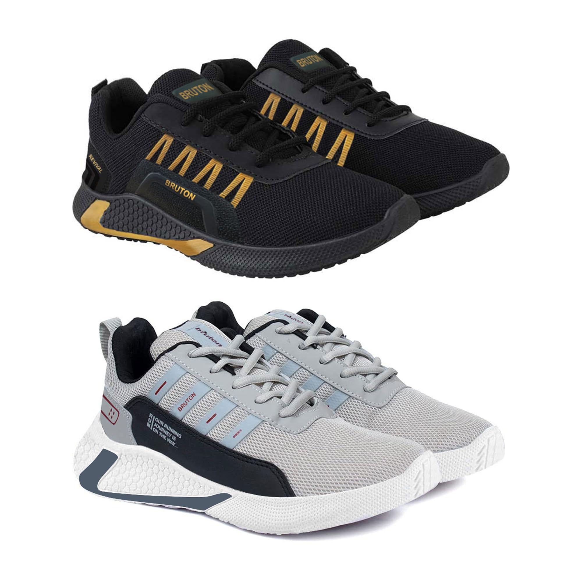 BRUTON Mens Running Sport Shoes | Casual Shoes | Sneakers | Yoga Shoes | Hiking Walking Shoes - Pack of 2, Size-6 (B0CDSBH6X3) Amazon Price History, Amazon Price Tracker