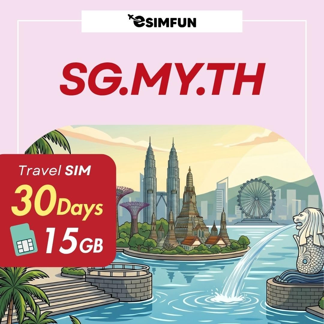 5G Singapore/Malaysia/Thailand 30 Days Unlimited Data SIM Card | 15GB of 5G High-Speed Data | No Daily Limit | No Need Registration | Easy to Use | Ideal for Travelers