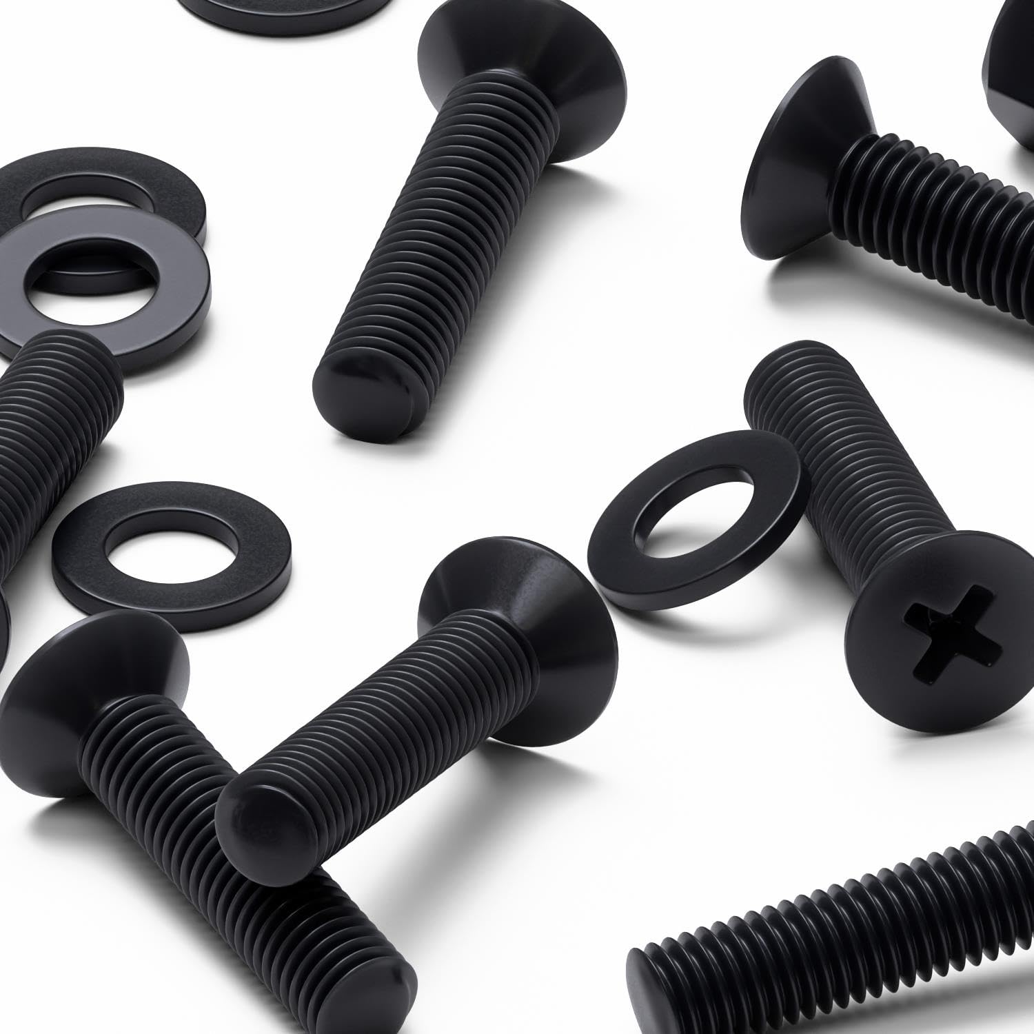 Caterpillar Red Black 50X Nylon Countersunk Cross Head Machine Screws, M5x20mm, Plastic Nuts, Bolts And Washers