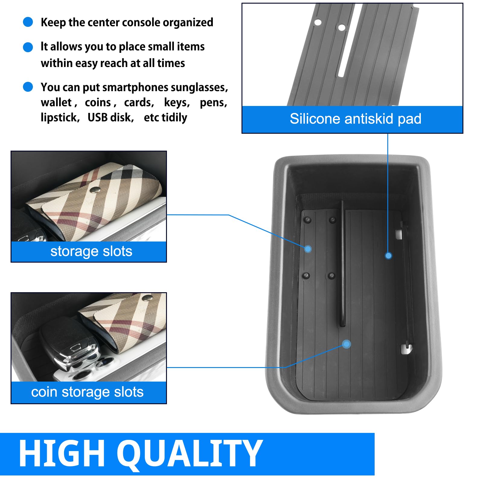SHAOHAO Kompatibel mit Cupra Terramar 2025 2026 Mittelkonsole Armlehne Aufbewahrungsbox Mittelarmlehne Organizer Tray, Multifunktionaler Handschuhfach Cupra Terramar Zubehör