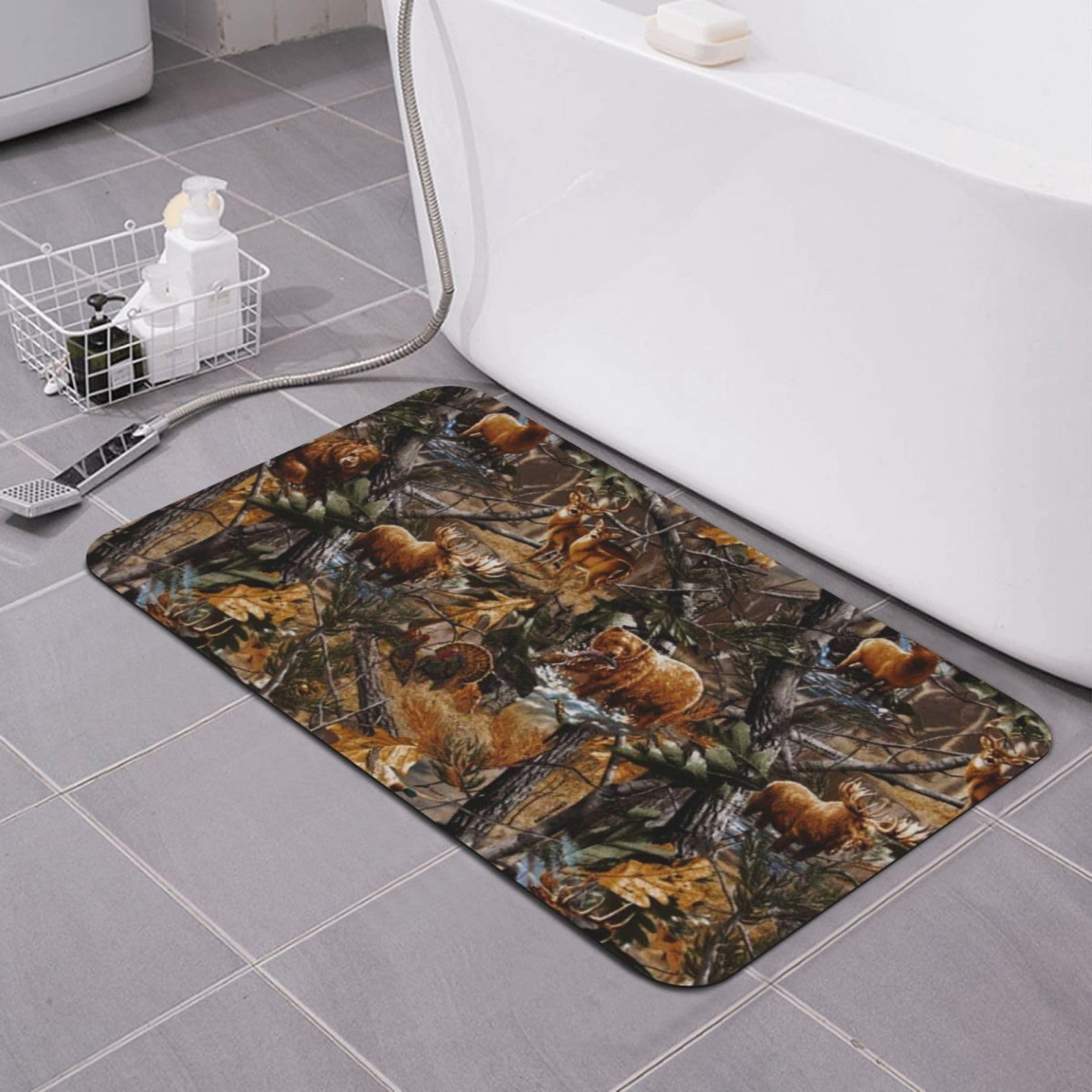 Tapis de bain super absorbant style chasse et chalet | Tapis fin antidérapant 80 cm