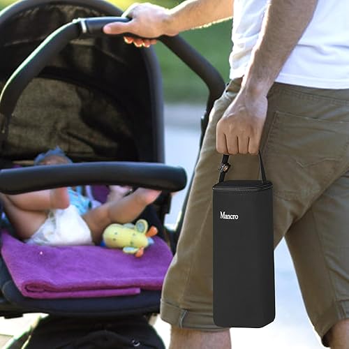 Miniatura 6 de Mancro Paquete de 2 bolsas aisladas para biberones, se adapta a biberones de hasta 12 onzas, bolsa enfriadora de leche materna con asa de botón,