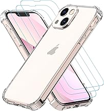 Totill Coque pour iPhone 13 Mini avec 3 Pièces Verre Trempé, [360 Degrés] Transparente Étui de Protection Antichoc avec Coins Renforcés Mince Bumper Housse pour iPhone 13 Mini Case Cover