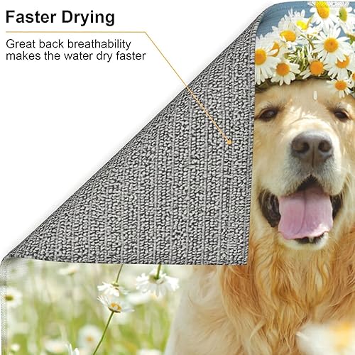 Miniatura 4 de Golden Retriever - Tapete de secado de platos para perros para encimera de cocina tapete de secado de platos de microfibra súper absorbente