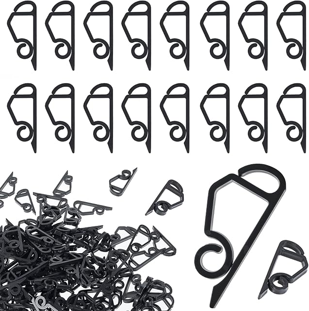 QISF 50 Pcs Gutter Hanging Hooks | Gutter Hooks | Plastic Outdoor Lights Hooks Clips | Christmas Light Clips | for Decoration Outside Lights Hanging | Securing Lights to Guttering | Black