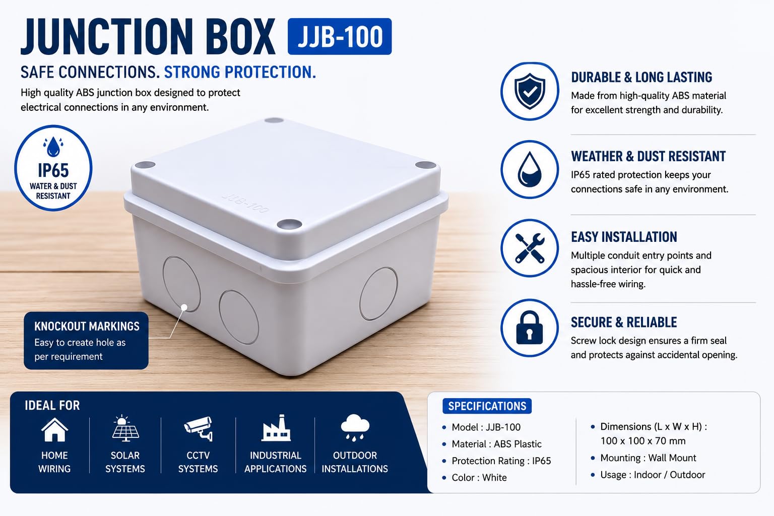 IP65 Waterproof Junction Box - JJB-100 -4 IP65 Waterproof Junction Box - JJB-100 -4