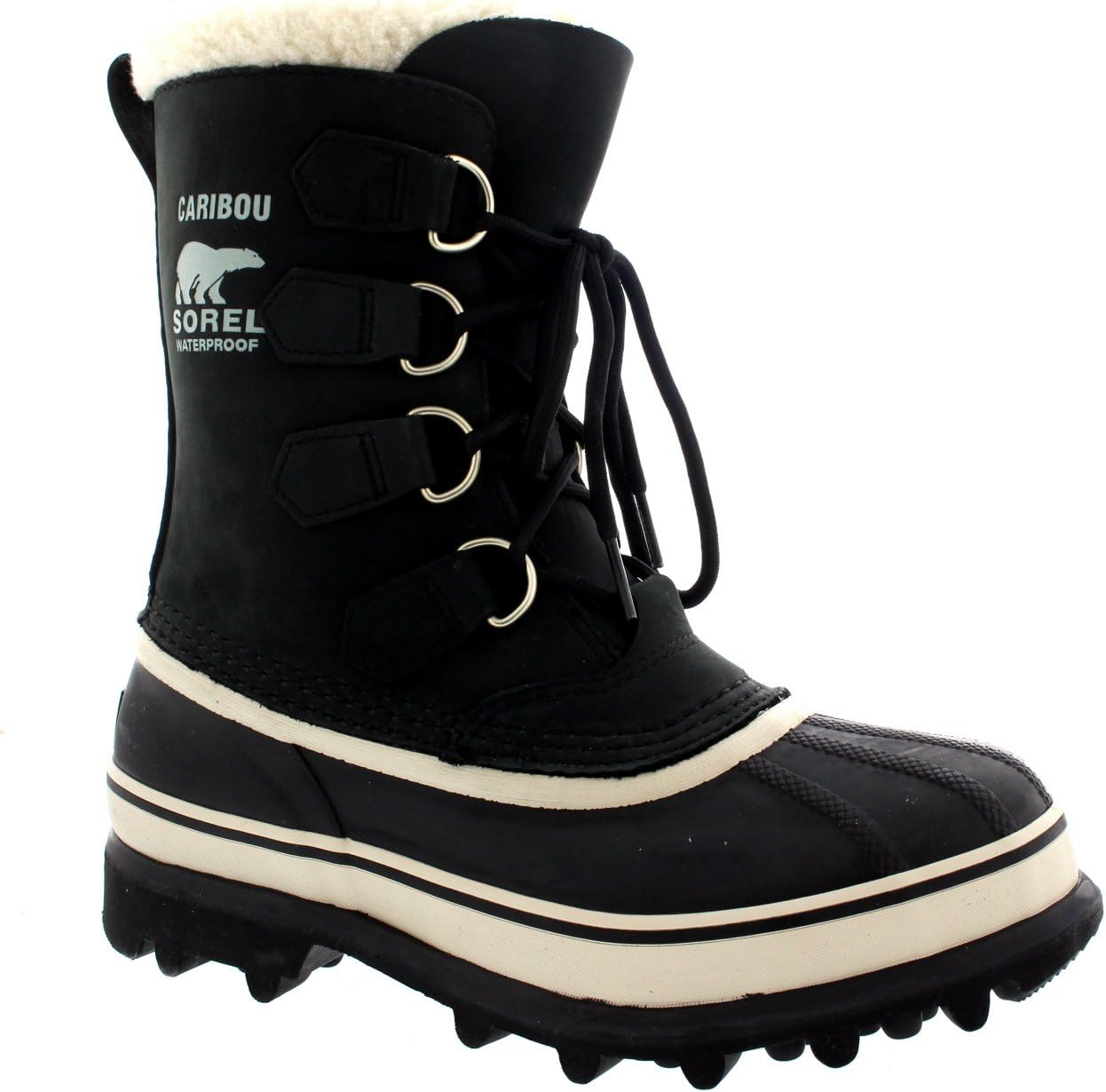 Sorel Womens Caribou Snow Waterproof Winter Fur Lined Mid Calf Rain Boot - Black/Stone - 5