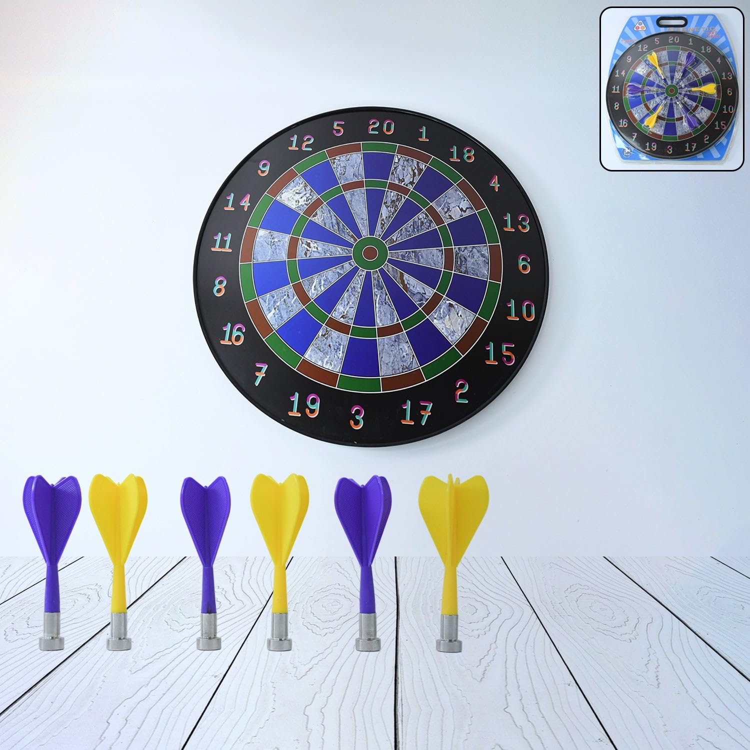 Magnetic Dart Board Game Set with 6 Soft-Tip Darts