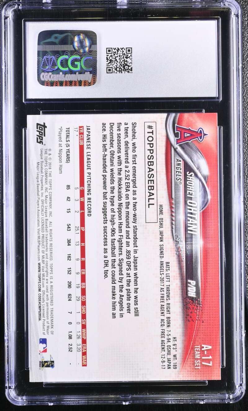 CGC NM-MT 8 2018 Topps Team Sets Los Angeles Angels A-17 Shohei Ohtani RC Rookie Card 6026651025 Graded Baseball Card