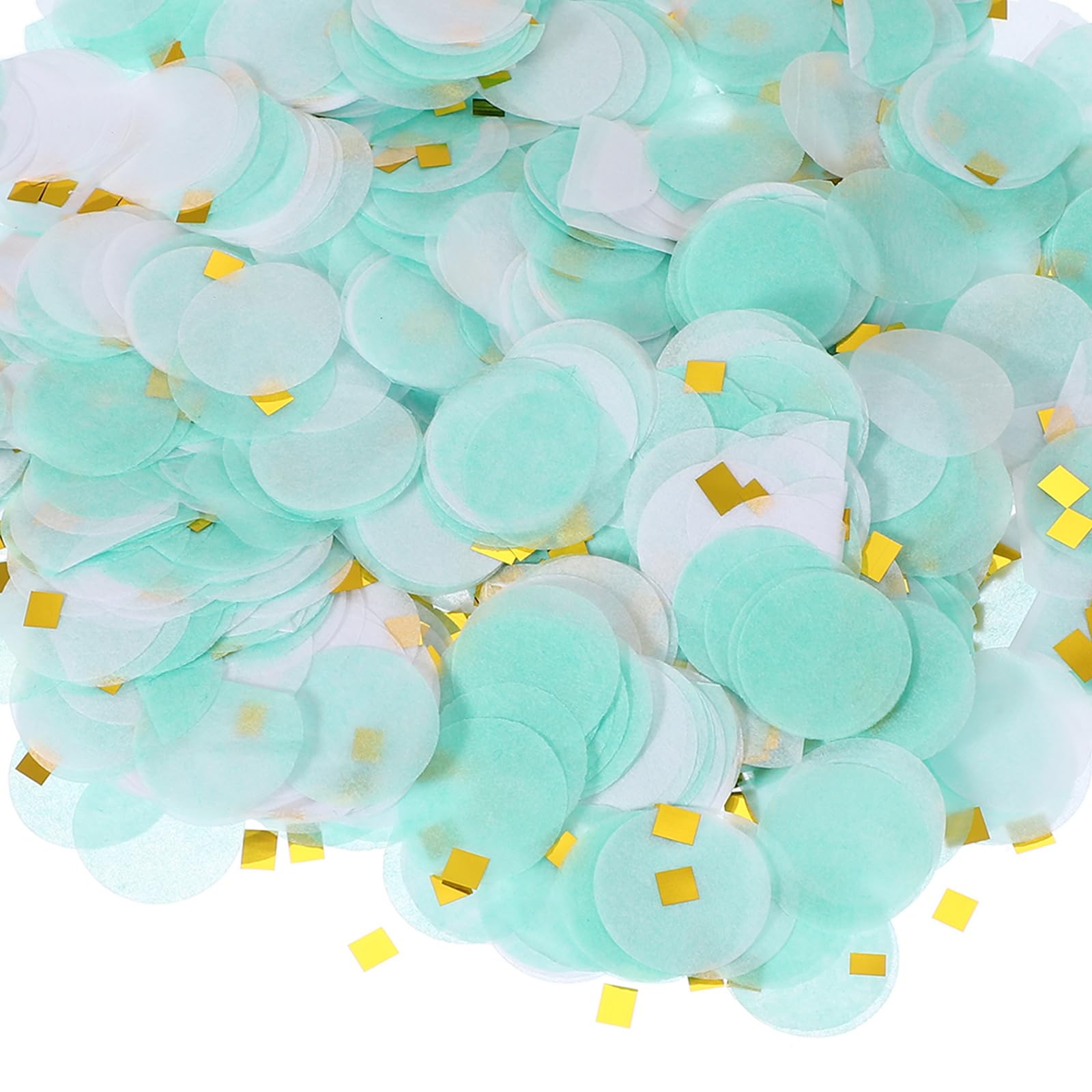 PATIKIL Round Tissue Paper Confetti 1 Inch, Table Confetti Circle Dots for Wedding Birthday Party Balloon Decorations(1.76 oz),Turquoise/White/Gold