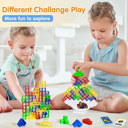 Miniatura 3 de MOTREE Juguetes apilables para niños y niñas de 3 a 5 años, 48 piezas de juego de equilibrio de ataque de torre Tetra para niños de 6 a 8 años,