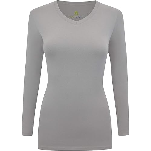 Natural Uniforms Women's Under Scrub Tee V-Neck Long Sleeve T-Shirt