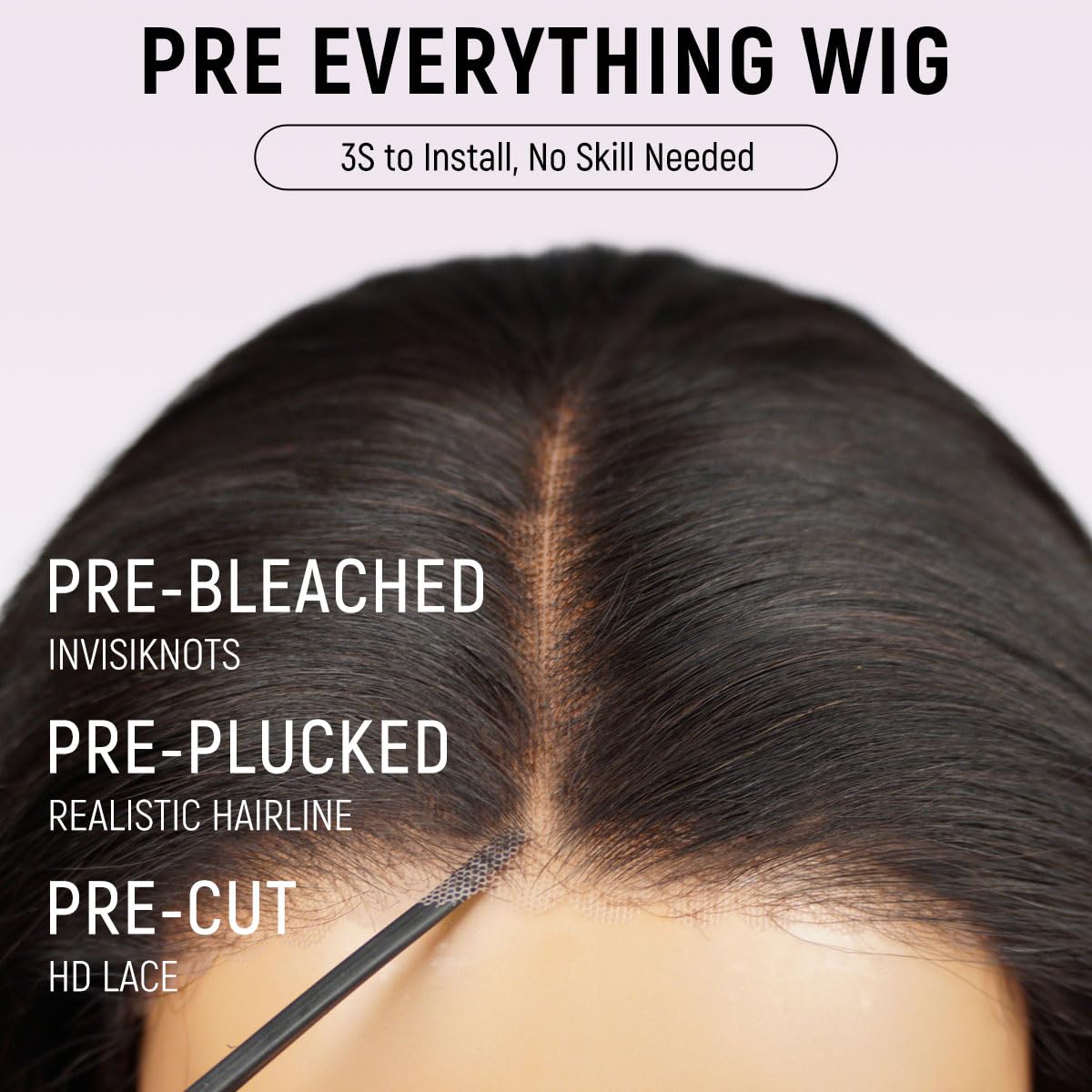 mscoco Wear and Go Glueless Wigs Human Hair Pre Plucked Pre Cut 6×5 Layered Haircut HD Lace Closure Wigs Human Hair for Black Women Pre Bleached Knots 180% Density 16inch Natural Black Wig - Image 2