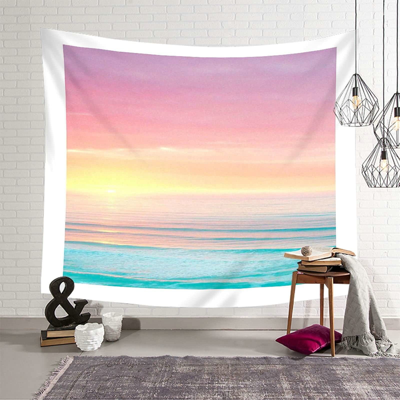 Tapiz de pared atardecer marino KnSam: llena tu hogar de paz y frescura con tonos rosa