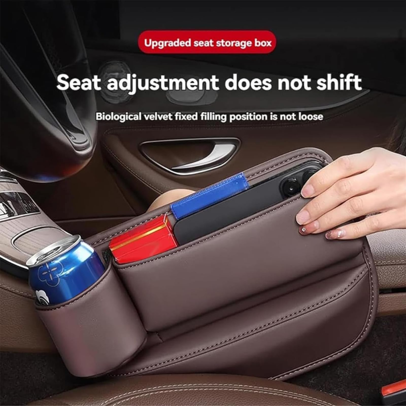 MarxaN Organizador Coche Asiento para Hyundai IX35 IX45 i20 i30 Sonata Verna, Cuero Caja de Almacenamiento Asientos con Portavasos Consola Central Organizador Gap Asiento Interior Accesorios