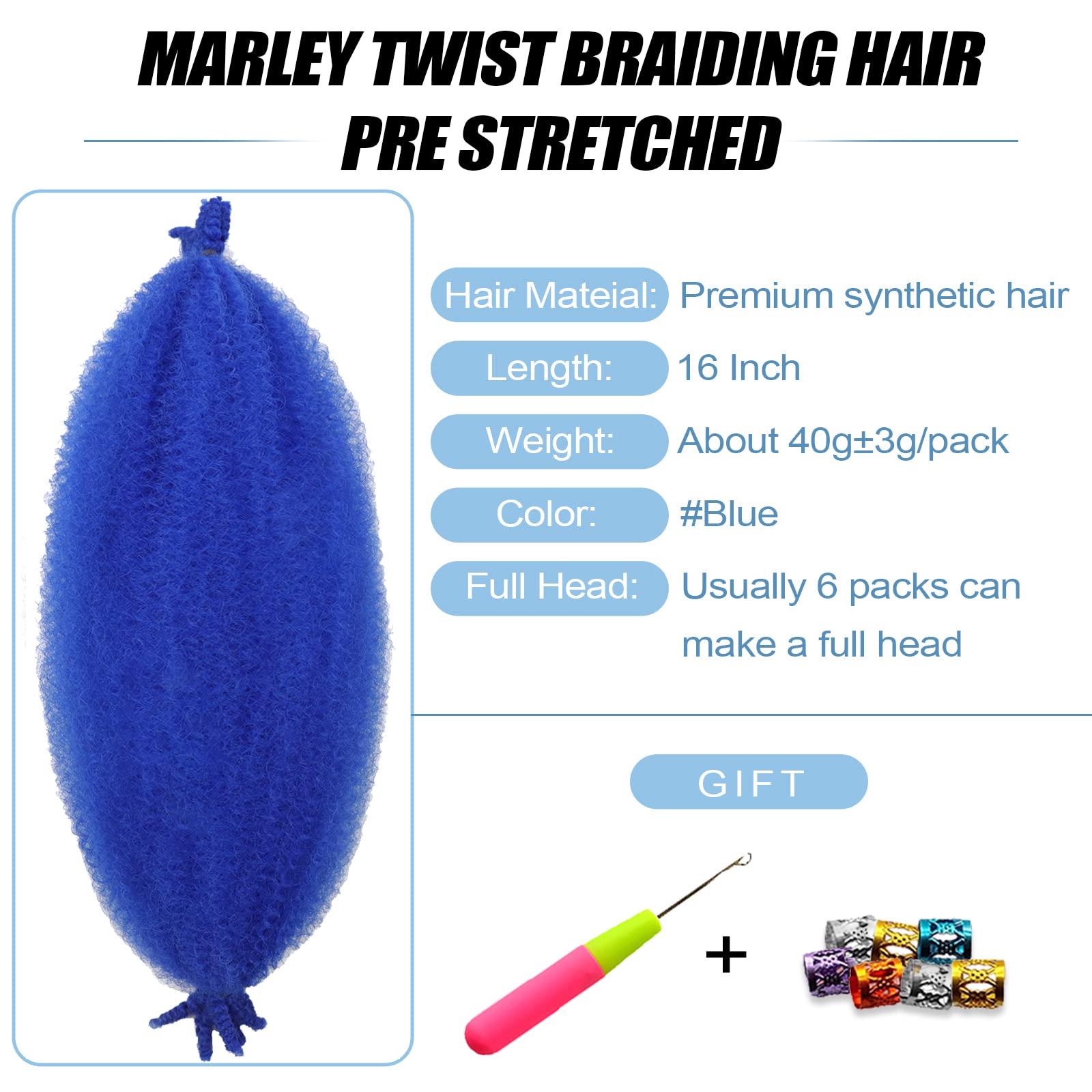 Snapklik.com : Blue Braiding Hair Marley Hair 16 Inch Marley Twist ...