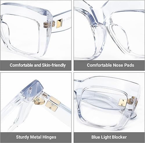 Miniatura 4 de Zeelool Gafas de ojo de gato gruesas de gran tamaño vintage para mujeres con lente transparente sin receta FP0668