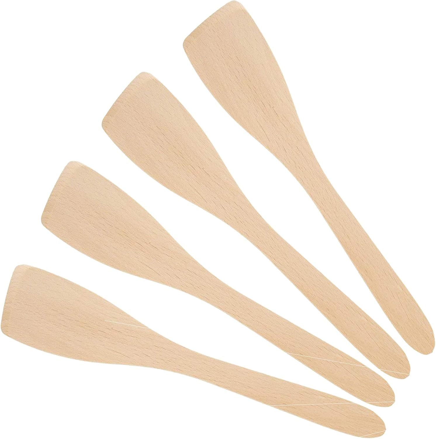 Set of 4 x 12" (300mm) Beechwood Wooden Flat Spatula, Ideal for Cooking