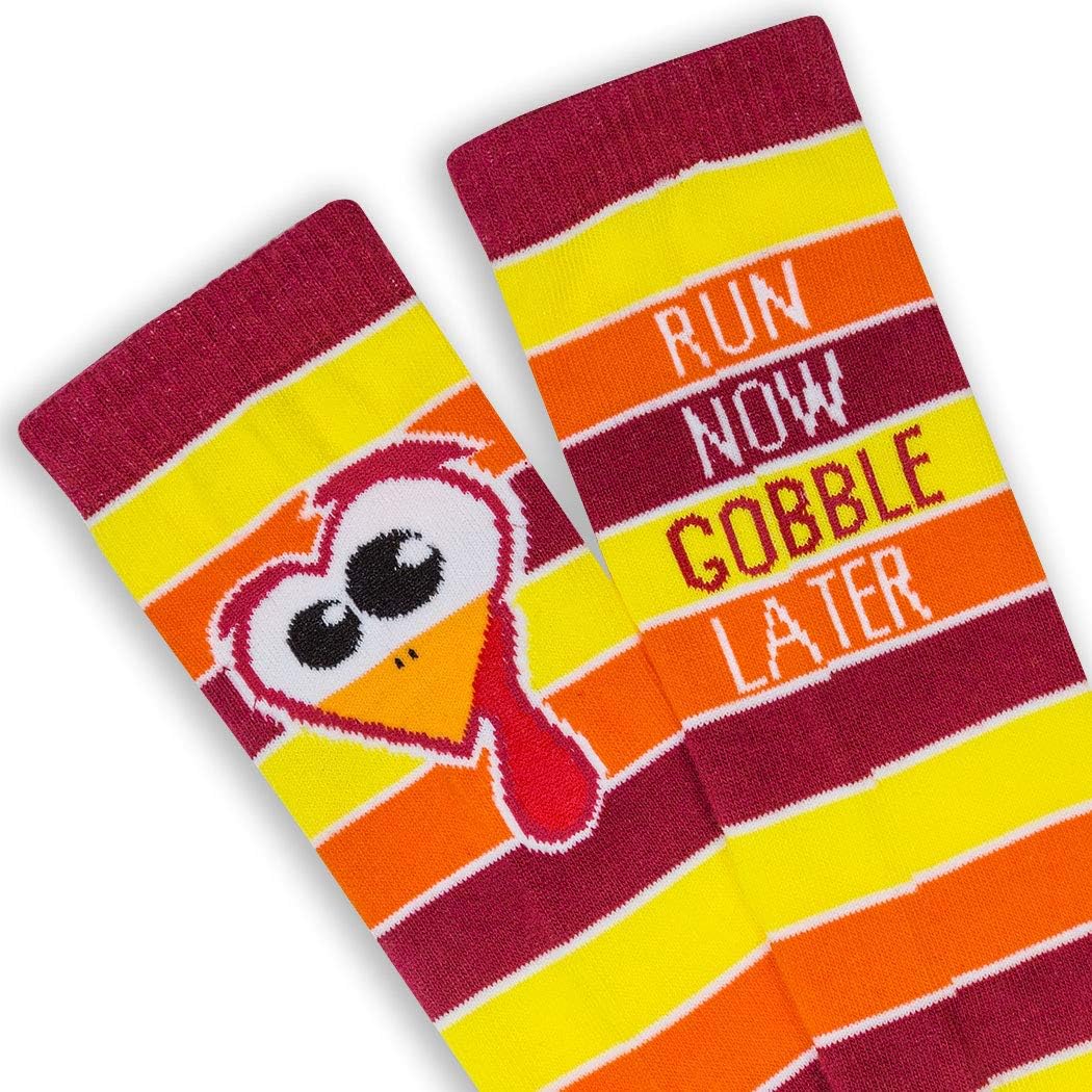 Gone For a Run Run Now Gobble Later Knee High Athletic Running Socks | Fun Turkey Trot Running Socks - Image 4