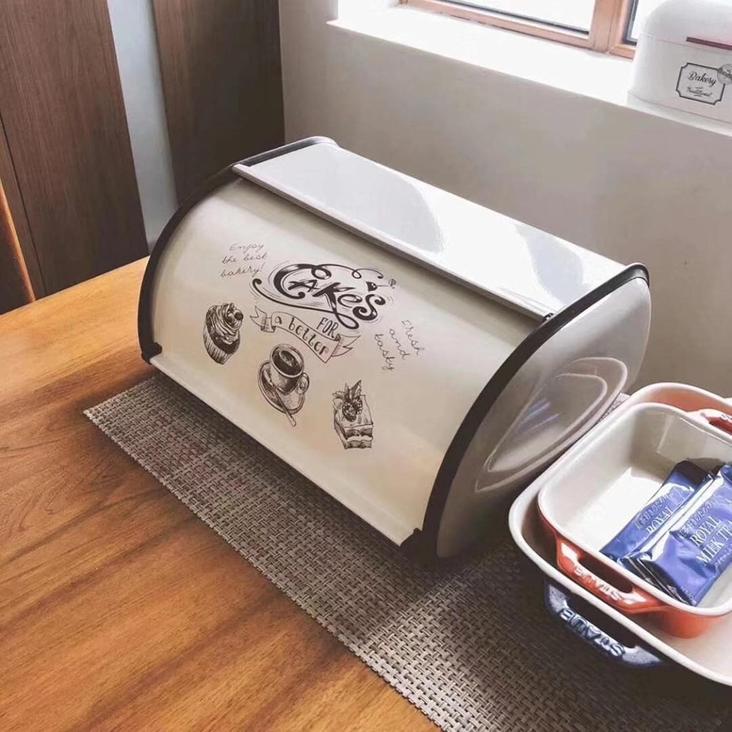 ブレッドケース パン箱 パン保存ケース パンの保管 大容量防錆老化防止引き戸デザインシンプルな操作と開けやすい汚れ防止スキッドプルー