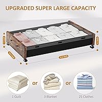 Vista 3 de Almacenamiento debajo de la cama con ruedas, cajones de almacenamiento rodantes debajo de la cama, almacenamiento de madera debajo de la cama