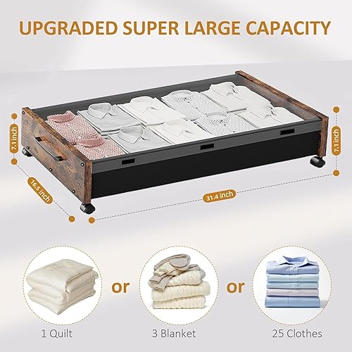 Miniatura 7 de Almacenamiento debajo de la cama con ruedas, contenedores de almacenamiento de zapatos debajo de la cama, cajones de almacenamiento debajo de la