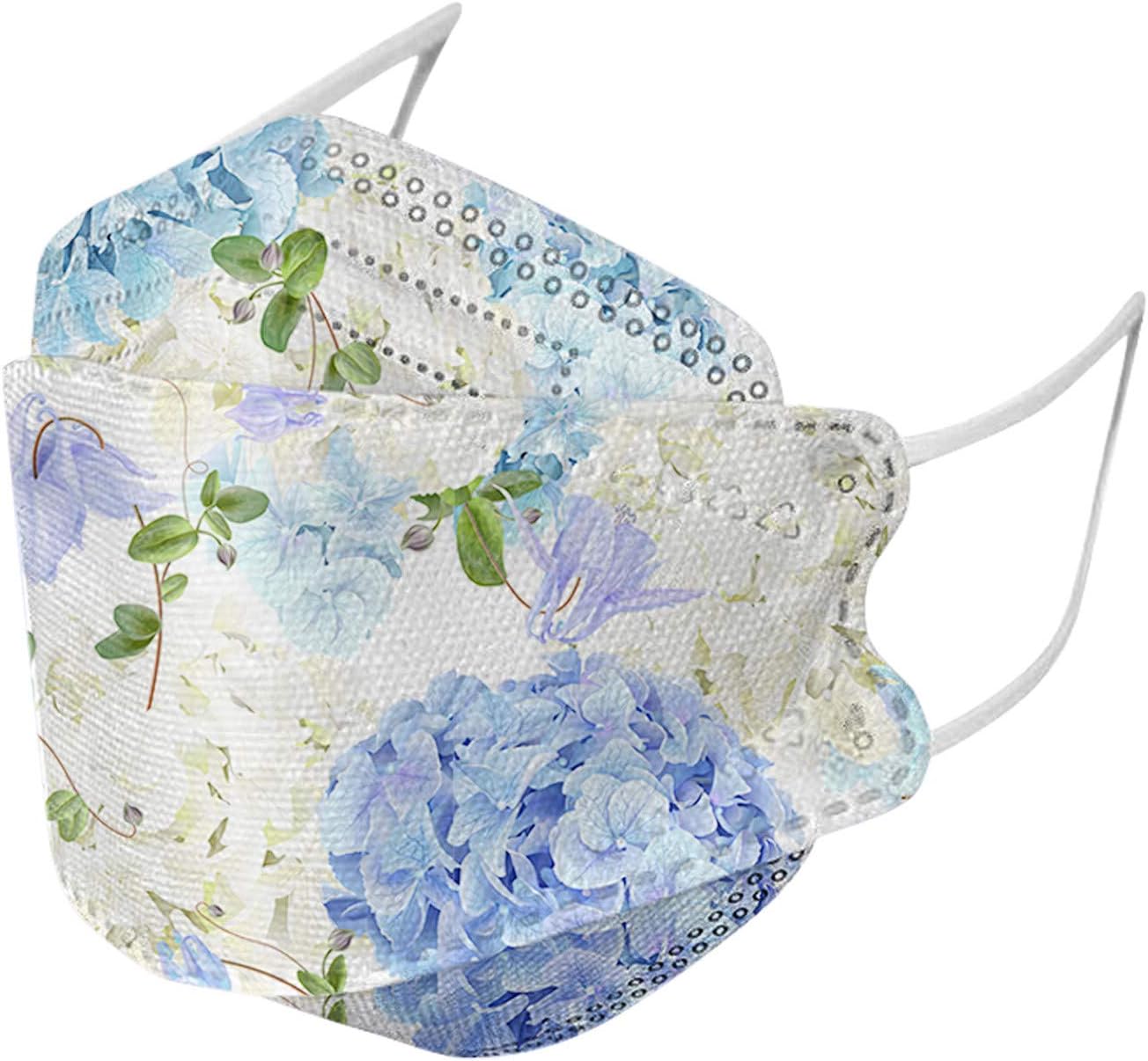 50PC Adults Floral Disposable FaceMasks with Flower Design, 4-Ply Spring Breathable_Mask with Nose Wire for Women Men