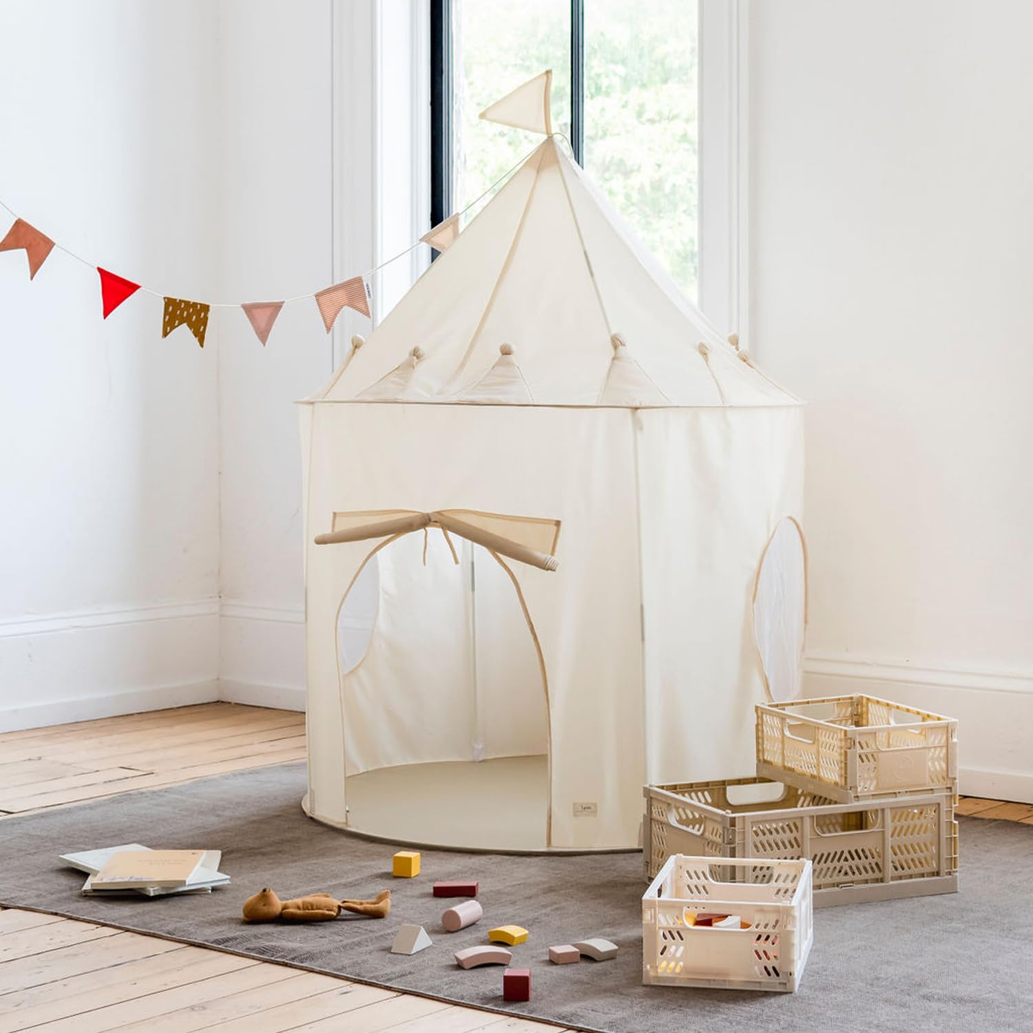 3 Sprouts - Tienda de Campaña Infantil - Casita de Tela para Niños, Cabañas para Niños - Ideal para Interior y Exterior - Beige