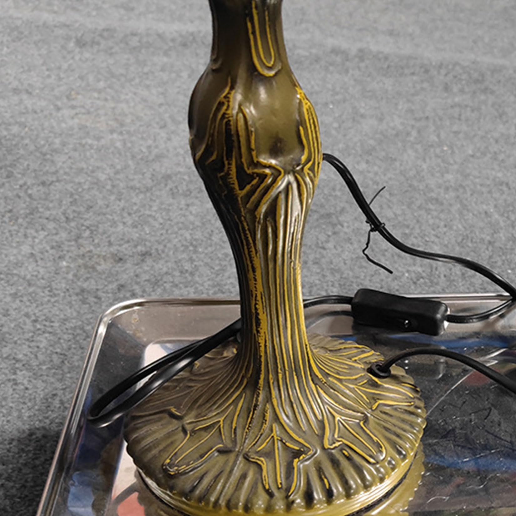 BOTOWI 19 Zoll Höhe Tischlampensockel nur Ersatz Schreibtischleuchten Harzsockel Bronze Lampenfuß passend für 12 Zoll Stil Buntglas-Lampenschirme
