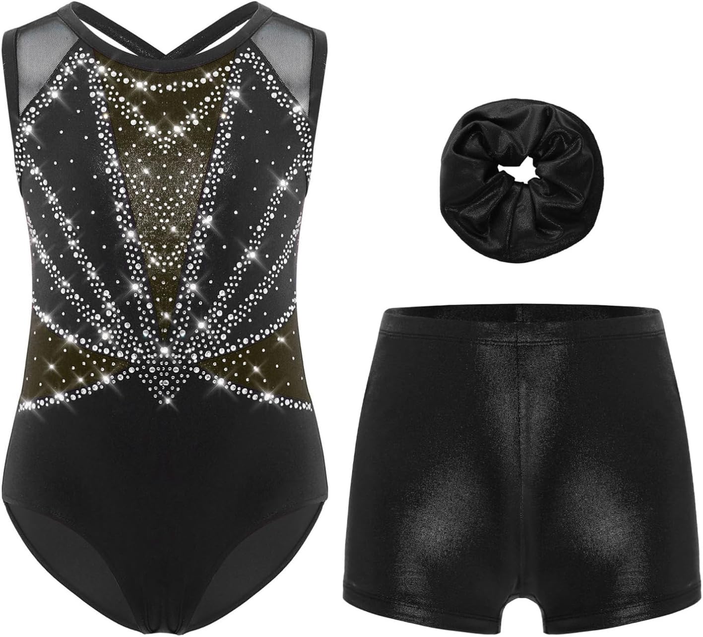 JTKDL Robe Patinage Artistique Strass Brillant Enfant Fille Mousseline De Soie Justaucorps Danse Gymnastique Competition Robe Danse Ballet Tango Chaca Body Sport Gym,Orange-XS