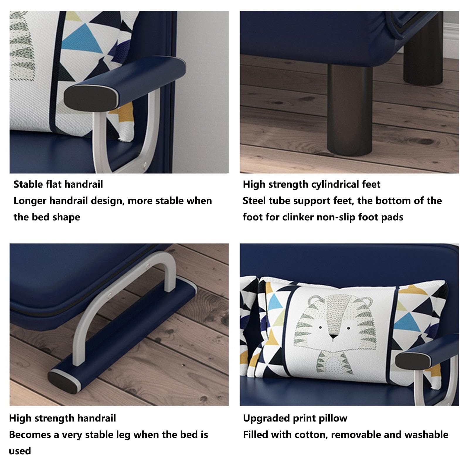 Pouf Letto Multifunzione Pieghevole, Sedia Convertibile con Cuscino e Schienale Regolabile, Divano Letto Pieghevole for Soggiorno/Camera da Letto/Ospite (Color : Blue-A)