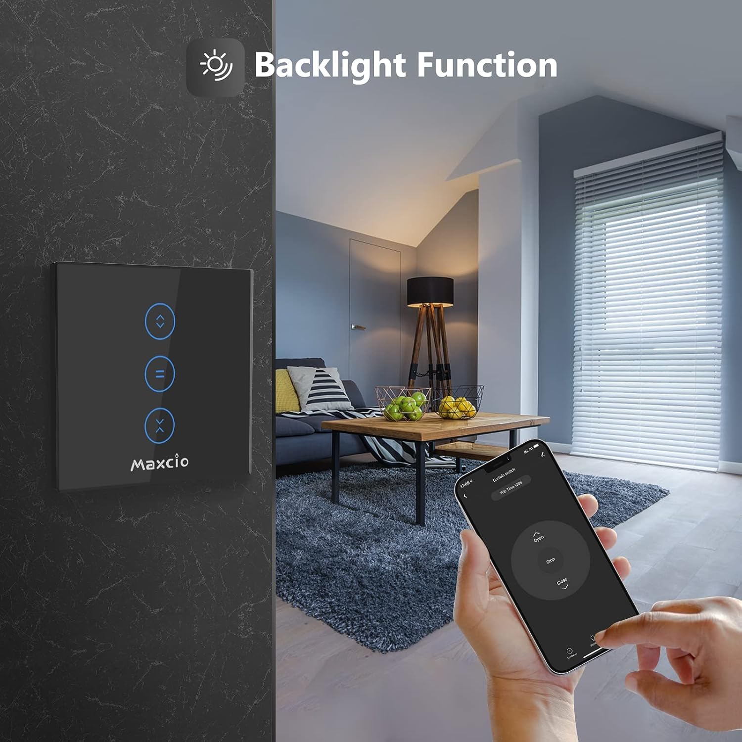 Interruttore Tapparelle WiFi, Maxcio Smart Switch per Tapparelle Elettriche, Compatibile con Alexa e Google Home, APP Controllo, interruttore WiFi per Persiane Avvolgibili e Tende