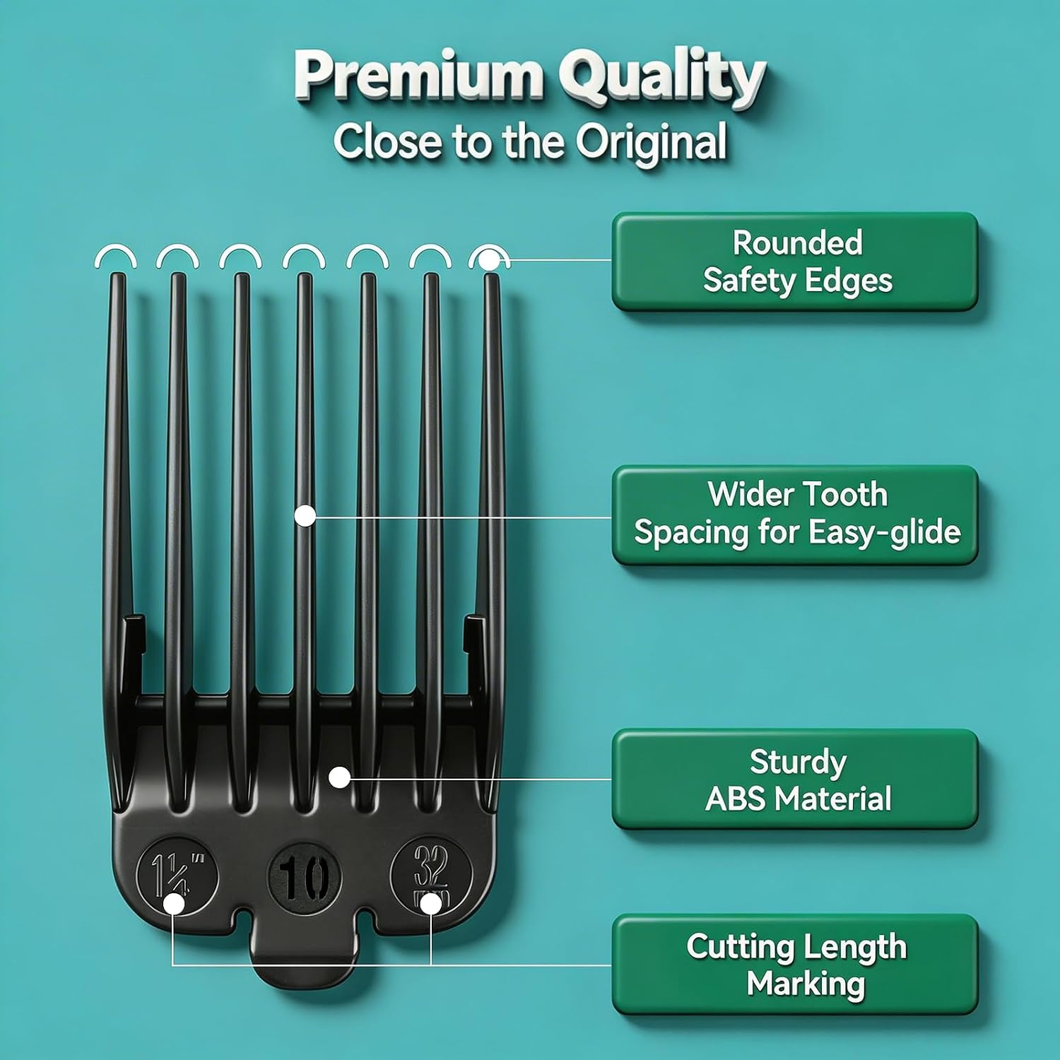 Clipper Guards Set 10 12 Compatible with Most Wahl Clippers, Extra Long Clipper Combs Replacement - 1.25", 1.5", Black Color