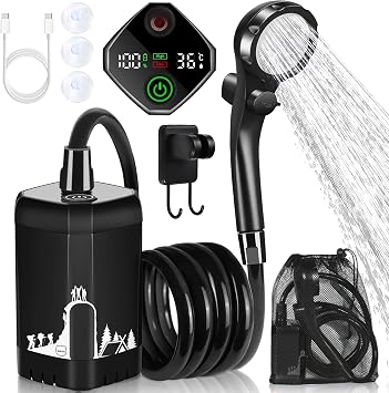 7800mAh Upgrade Portable Camping Shower with Digital Display & Temperature