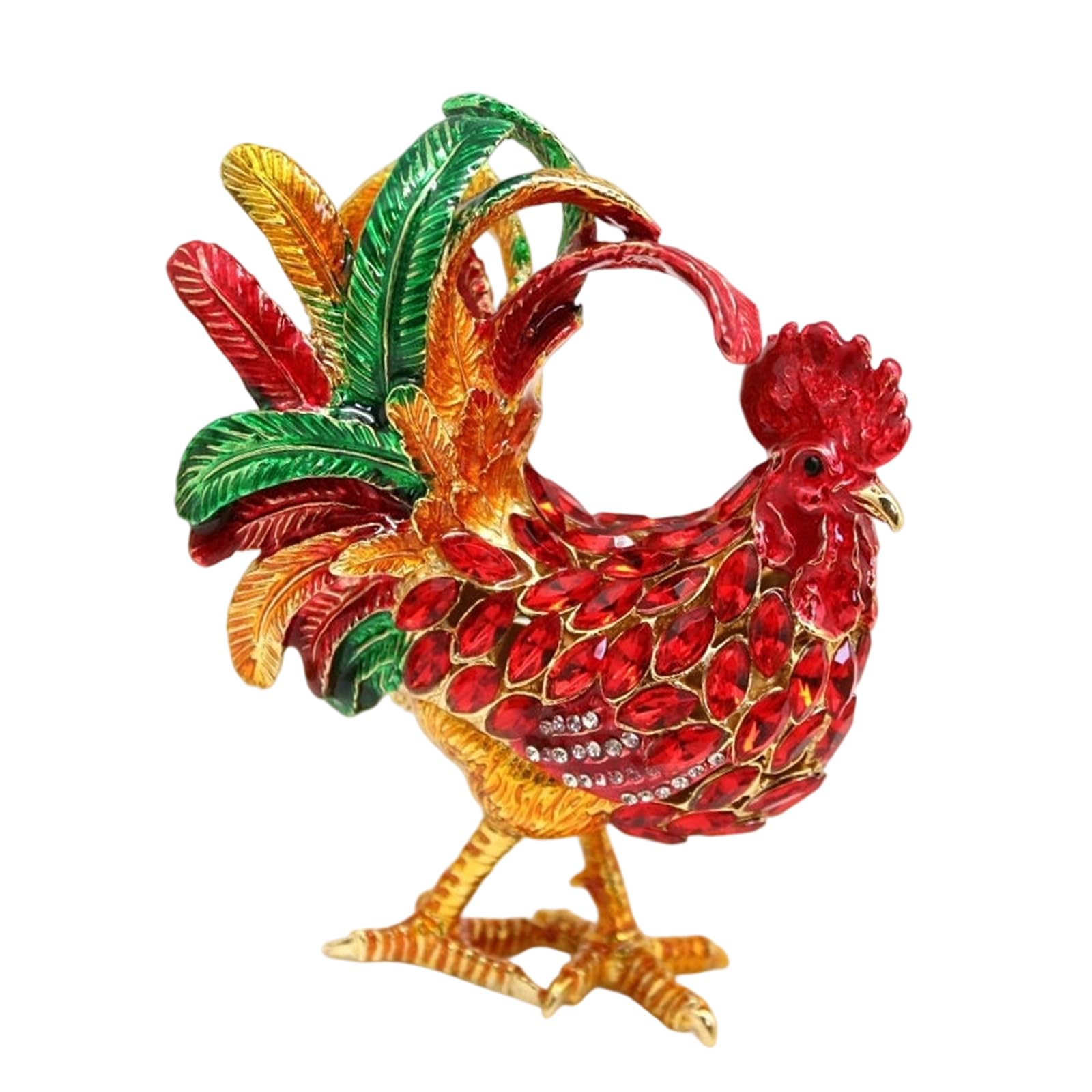Rooster Jewelry Organizer Figurine, Compact Alloy Trinket Box for Small Accessories with Shelf and Desk Display Rooster Trinket Box Jewelry Holder Tabletop Organizer Small Storage Dresser Decor Vanity