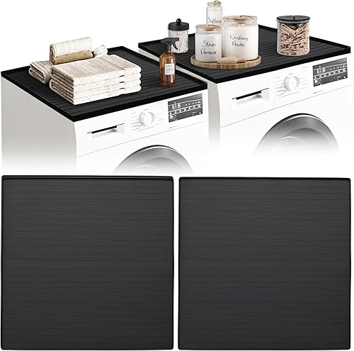 2 alfombrillas protectoras para lavadora y secadora de 25 x 25 pulgadas, cubierta superior antideslizante, impermeable, de silicona grande para