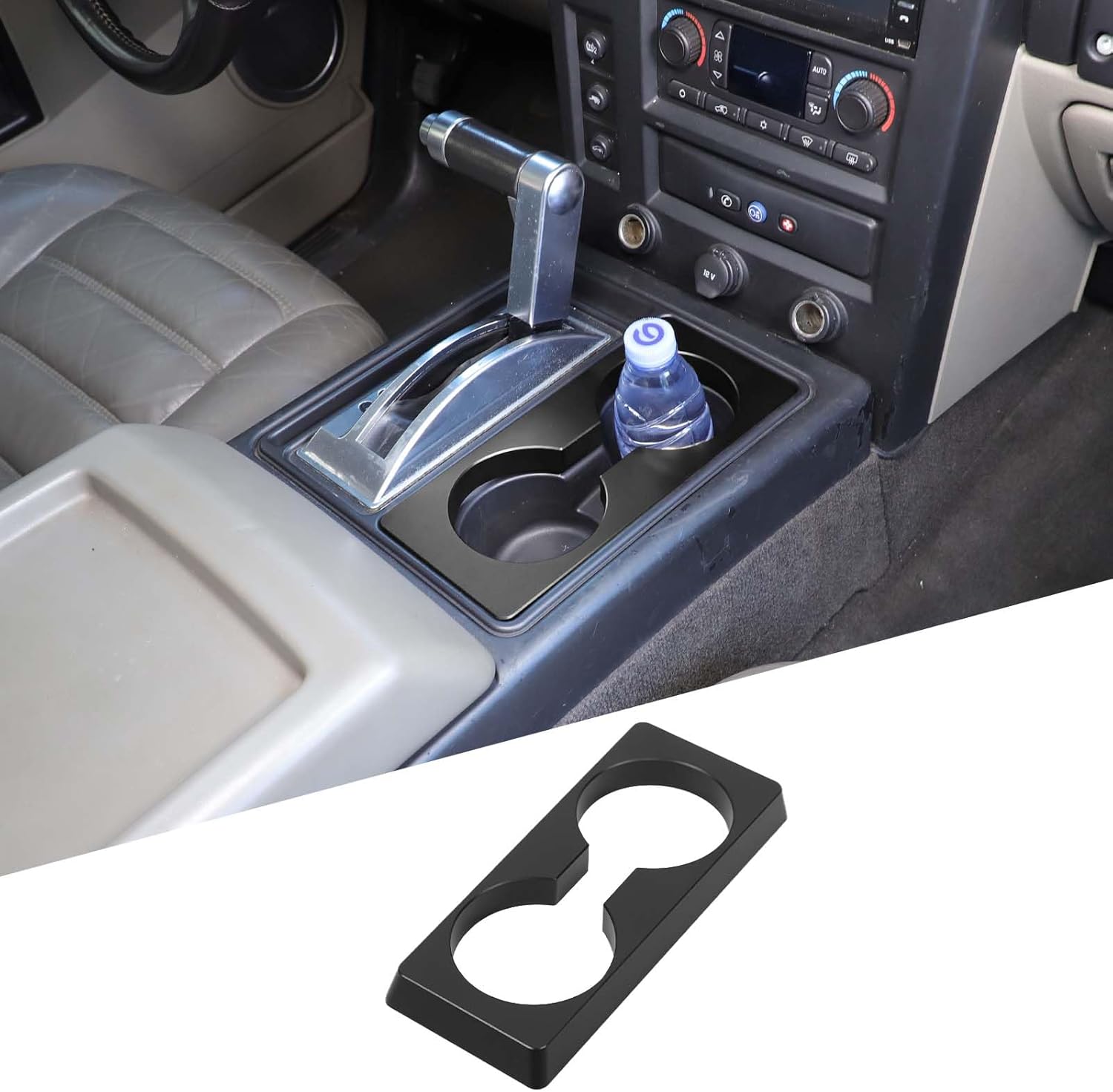Car Cup Holder Heighten Pad Compatible with 2003-2007 Hummer H2, Aluminum Alloy Center Console Cup Holder Booster Pad Expander Pad, 1PCS, Silver