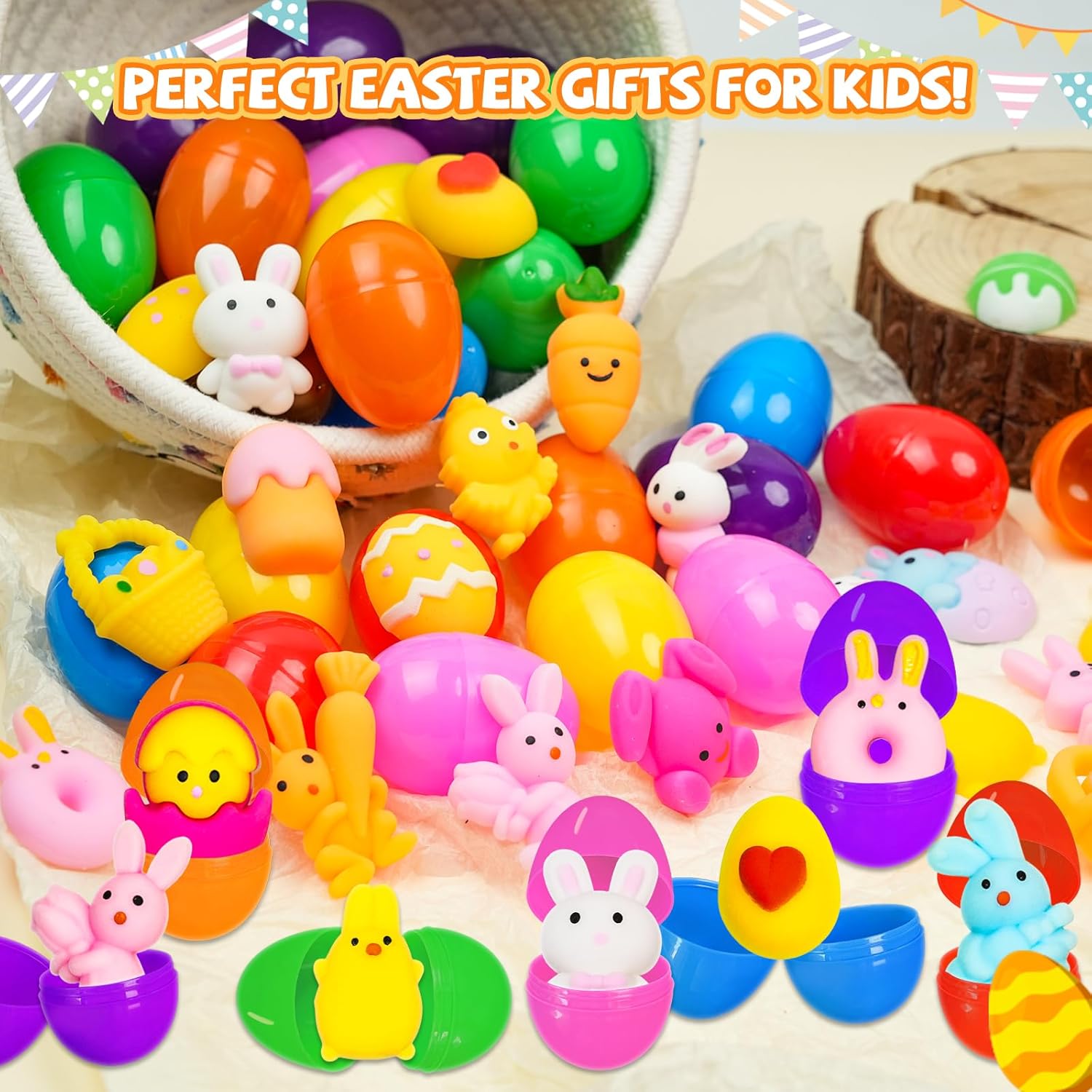 30PCS Prefilled Easter Eggs with Mochi Squishy Toys, Easter Squishies Stuffed Plastic Eggs for Easter Basket Suffers, Egg Fillers, Kids, Toddlers, Teens, Gifts, Classroom Prizes, Egg Hunt Game