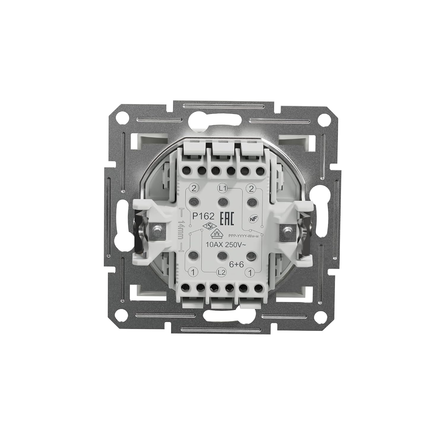 Schneider Electric Asfora EPH0670121D — двойной выключатель, встраиваемый, 10 А × 250 В, штыревые клеммы, белый