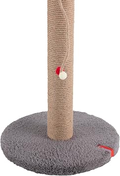 Pugalo Stepli Kedi Yüzlü Platform Tırmalama Tahtası, Gri Peluş Kaplı, Sisal İpli, Oyuncaklı (Antrasit)