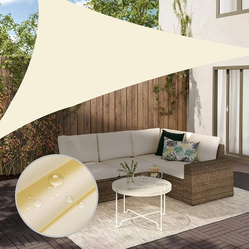 NAKIHOUSE 2x2x2m Vízálló Háromszög Napvédő Sátor Szerelési Készlettel Beige