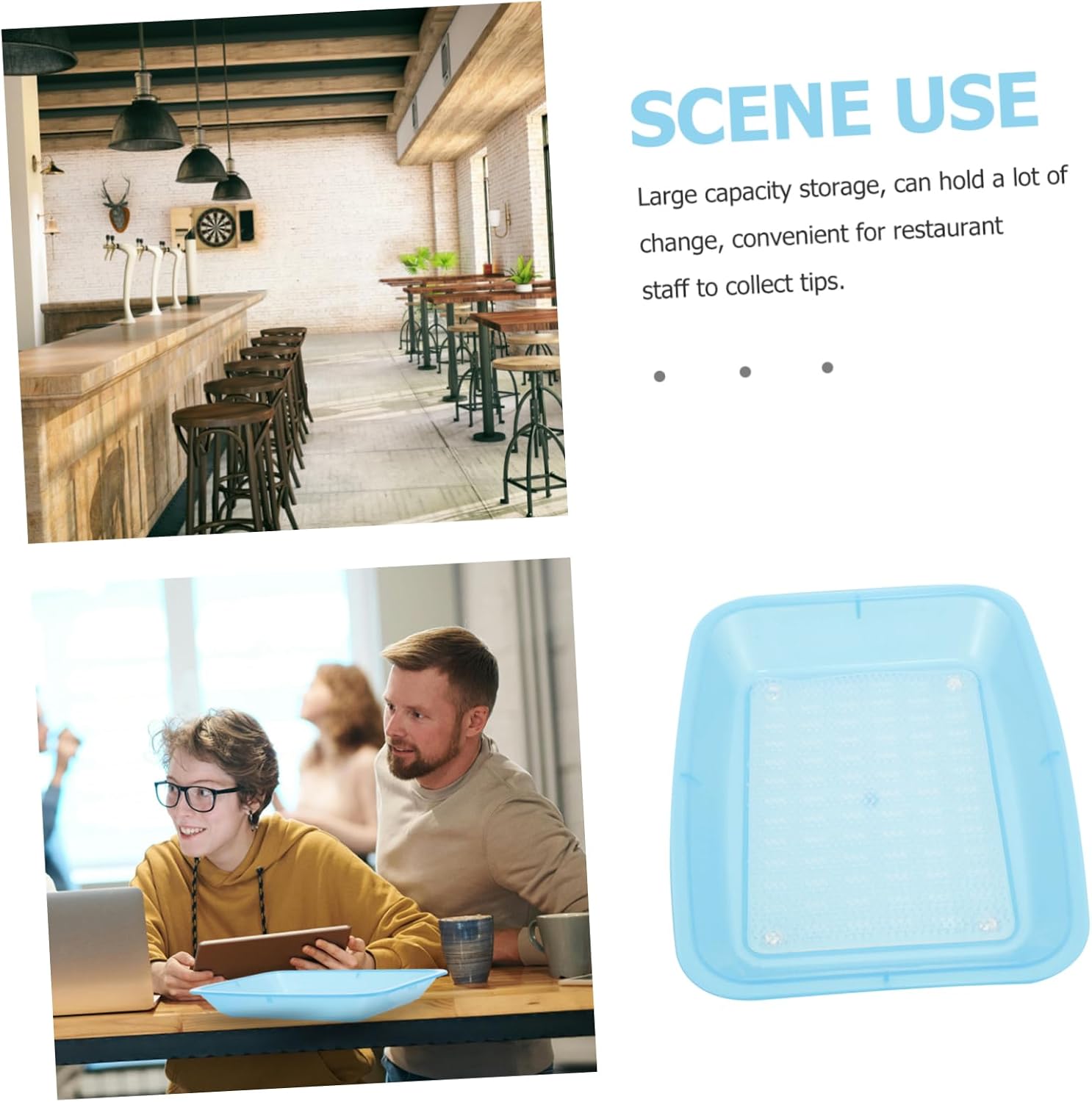 ULTECHNOVO Rectangular Plastic Tip Tray Restaurant Tip Plate Storage Dual-purpose Serving Dish
